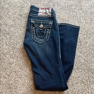 True Religion Blue Boot Cut Jeans with Signature Stitch